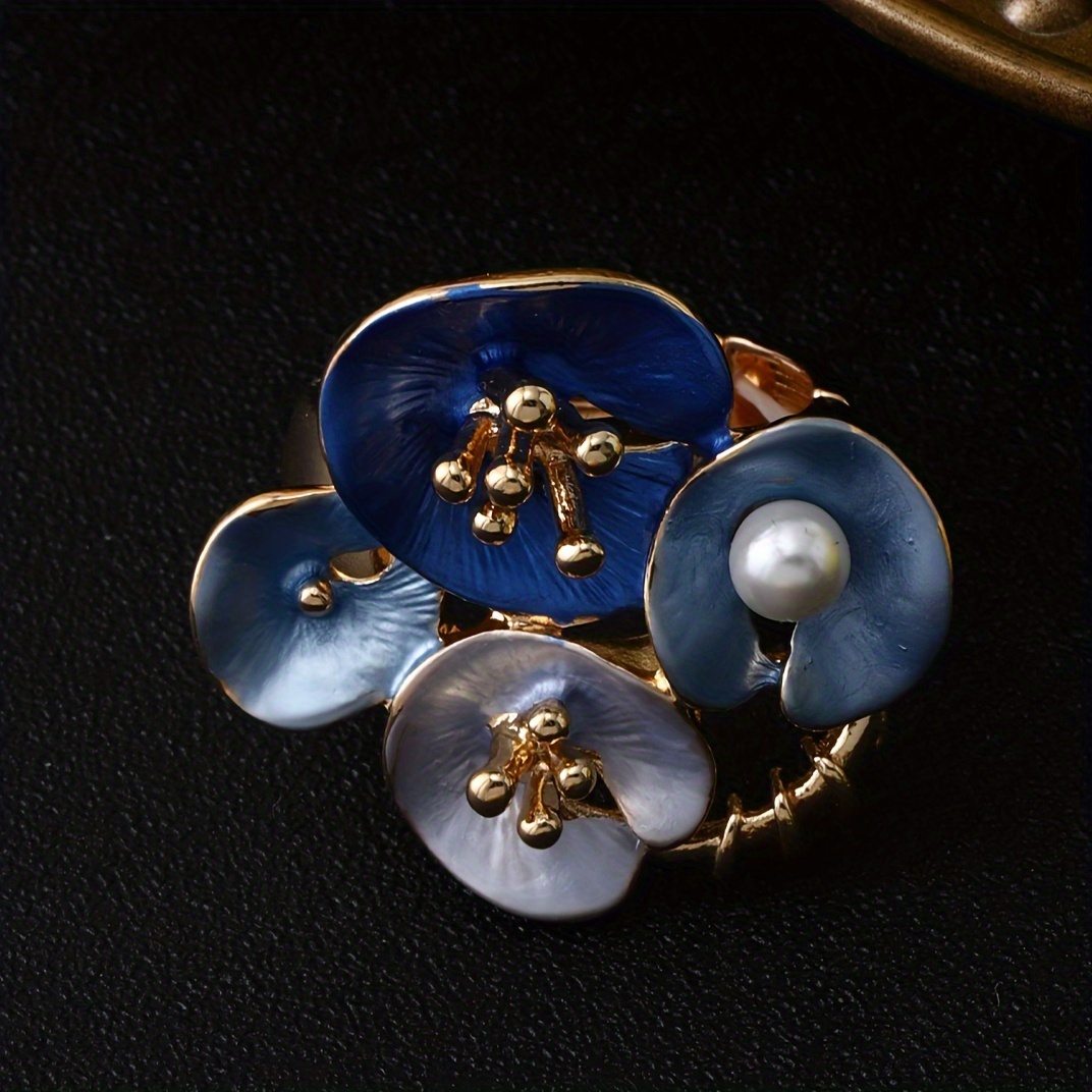 Enamel Flower Ring Spring Summer Jewelry Gift